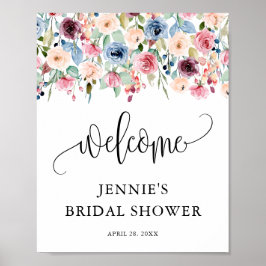 Välkommen, Personliga vattenfärg blommor blommar Poster