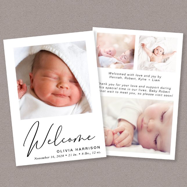 Välkommen Photo Collage Baby Birth Meddelande (Skapare uppladdad)