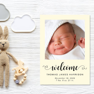 Välkommen Photos Baby Gult Birth Meddelande