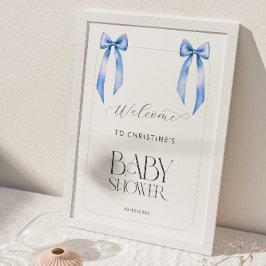 Välkommen Pojke Blåa Band Tvillingar Babyfirande Poster