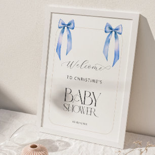 Välkommen Pojke Blåa Band Tvillingar Babyfirande Poster