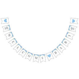 Välkommen Pojke Blue Elephant Shower Sprinkle Vimplar