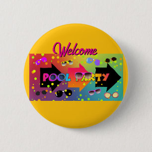 Välkommen Poolparty Gul Knapp