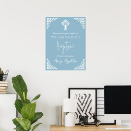 Välkommen Poster Blommigt Kor Christening Himmel B