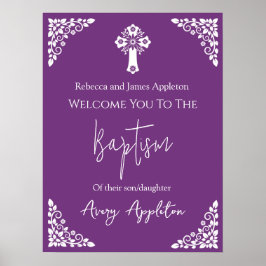 Välkommen Poster Blommigt Kor Christening Sweet Pl