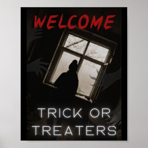 Välkommen Poster Horror Halloween Bus eller godis
