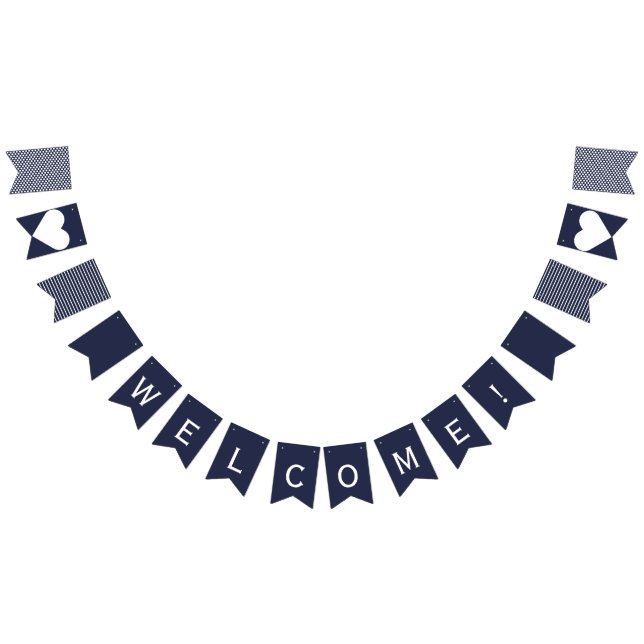Välkommen Preppy Bunting för marin och för vit Vimplar (Alla)