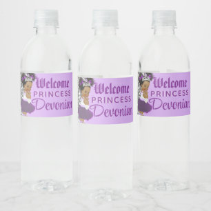 Välkommen Princess Lila & Silver Glitter Elegant Vattenflaskor Etikett