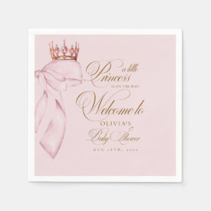 Välkommen prinsessa Baby shower Guld Rosa Flicka Pappersservett