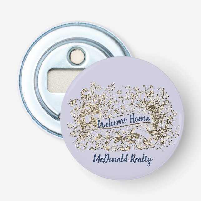 Välkommen Realtor Promo för Blommigten Home Guld Flasköppnare (Framsidan)