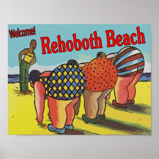 Välkommen RehoBåde Beach-Tecknaden Poster (Framsidan)