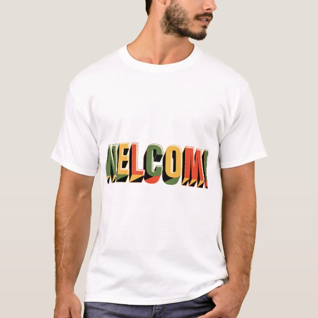 Välkommen Retro 3D typografi design. T Shirt (Framsida)