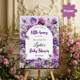 Välkommen Ro Baby Shower Little Honung Lila Baby S Poster