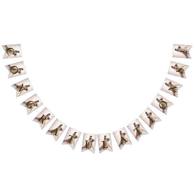 Välkommen Ro Winter Wedding Bride Golden Hearts Vimplar (Alla)