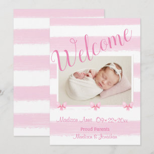 Välkommen Rosa Photo Script Personalize Girly Birt Meddelande