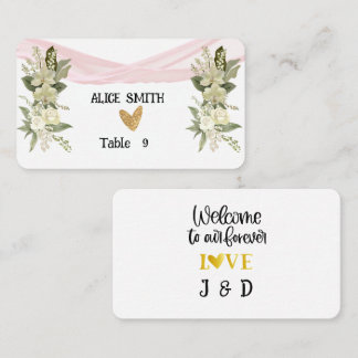 Välkommen Rosa Ribbon och Vit ros Placeringskort