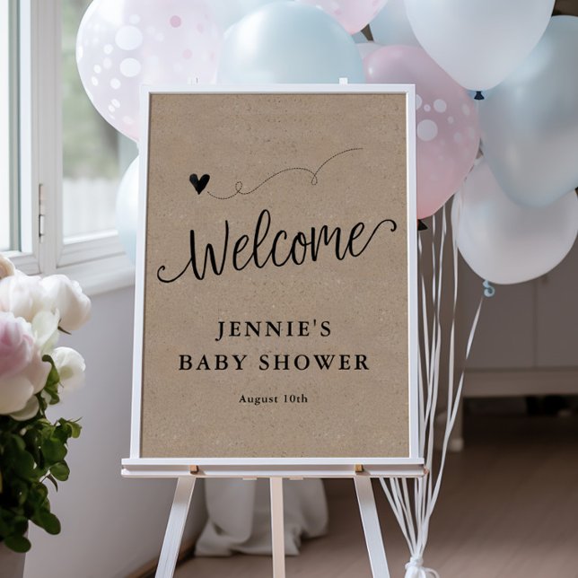 Välkommen, Rustic Kraft Babu Shower Poster (Skapare uppladdad)