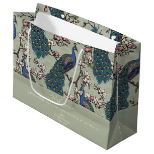 Välkommen Sage Green Floral Påfåglar