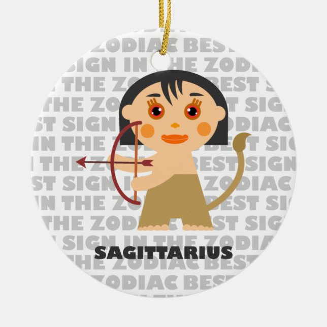 Välkommen Sagittarius Zodiac Baby! Julgransprydnad Keramik (Framsidan)