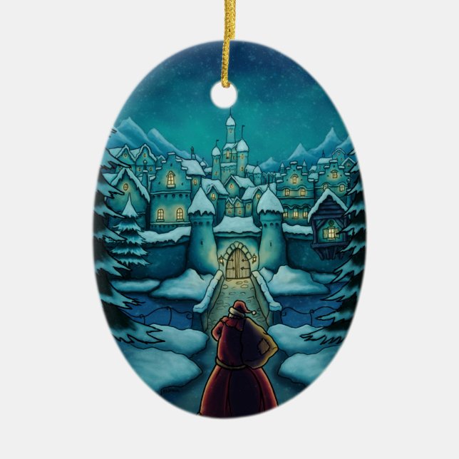 välkommen santa helgdag julgransprydnad keramik (Framsidan)