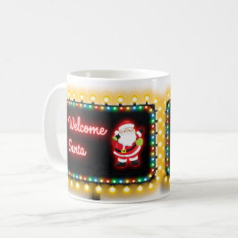 Välkommen Santa Neon jul Ljus Billboard Kaffemugg