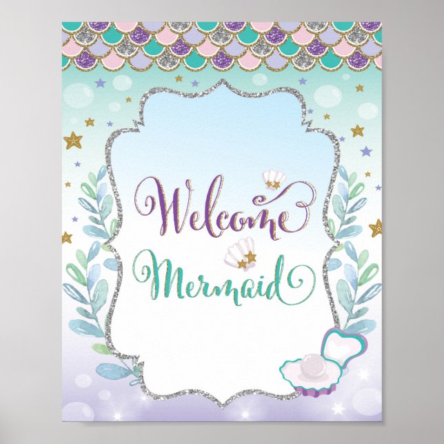 Välkommen Siren Födelsedagsdekoration Baby Shower Poster (Framsidan)