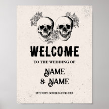 Välkommen Skull Rustic Halloween Sign Bröllop Ro