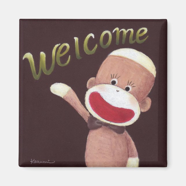 Välkommen Sock monkey Magnet (Framsidan)