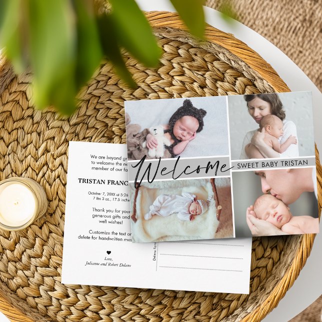 Välkommen söt baby födelse tillkännagivande (Welcome Sweet Baby Birth Announcement Postcard)