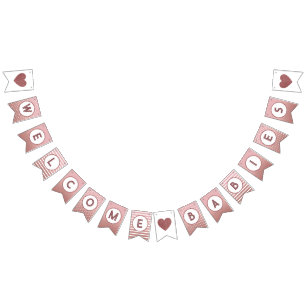 Välkommen Spädbarn Twin Ro Guld Baby Shower Sprink Vimplar