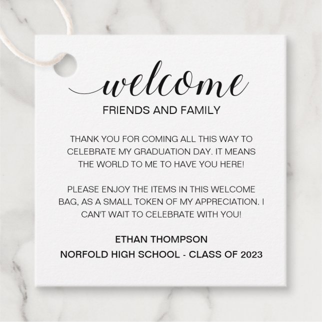 Välkommen Studenten ut ur gästblocket Gåvor Etiketter (Framsida)