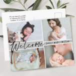 Välkommen Sweet Baby Birth-meddelande Vykort<br><div class="desc">Berätta om du behöver hjälp eller har speciella förfrågningar.</div>