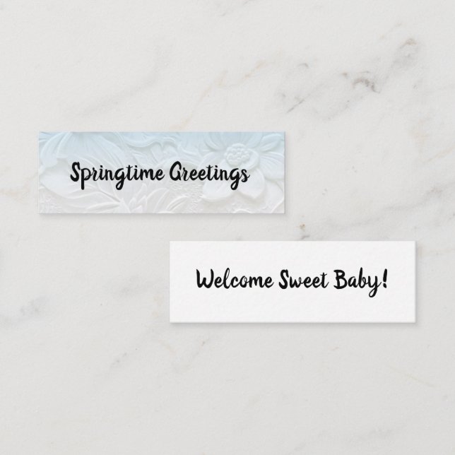 Välkommen Sweet Baby/Springtime Hälsning Mini Busi Visitkort (Fram/baksida)