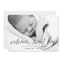 Välkommen Sweet Boy | Fotofödelsemeddelande