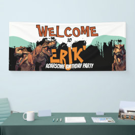Välkommen T-Rex Banner – Ropande Dino Party Skylt
