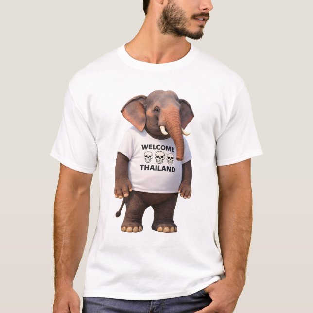 Välkommen Thailand Elefantskalle T Shirt (Framsida)