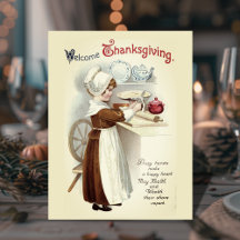 Välkommen Thanksgiving Vintage Pilgrim Girl