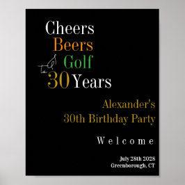 Välkommen till 30års födelsedag Golf Cheers Öl Bla Poster