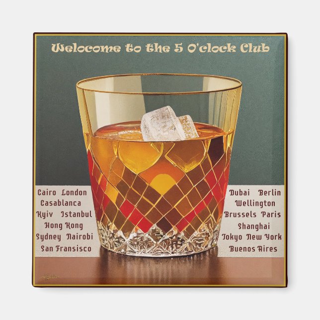 Välkommen till 5 O'clock Club Mid Century Design Magnet (Framsidan)