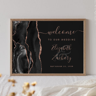 Välkommen till Agate Black Ro Guld Mörk Bröllop Poster