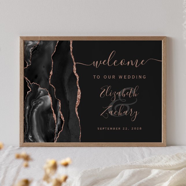 Välkommen till Agate Black Ro Guld Mörk Bröllop Poster (Skapare uppladdad)