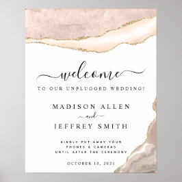 Välkommen till Agate  & Guld Unplugged Bröllop Poster