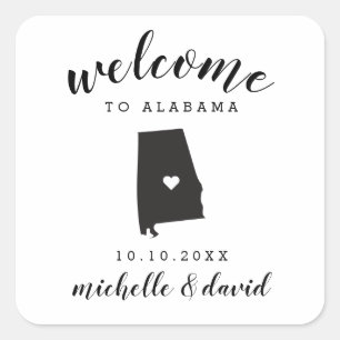 Välkommen till Alabama Bröllop anpassningsbar-fö Fyrkantigt Klistermärke
