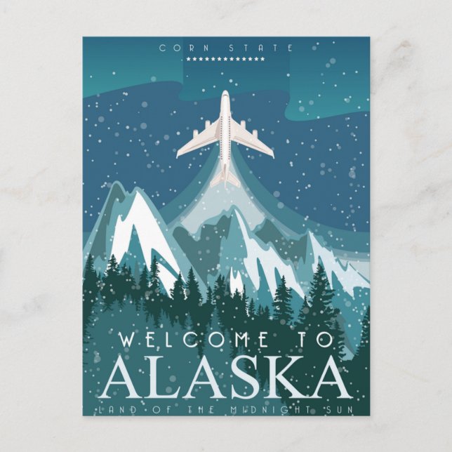 Välkommen till ALASKA-delstaten America Vykort (Framsida)