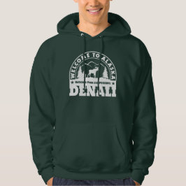 Välkommen till Alaska. Denali - vit Logotyp Hoodie
