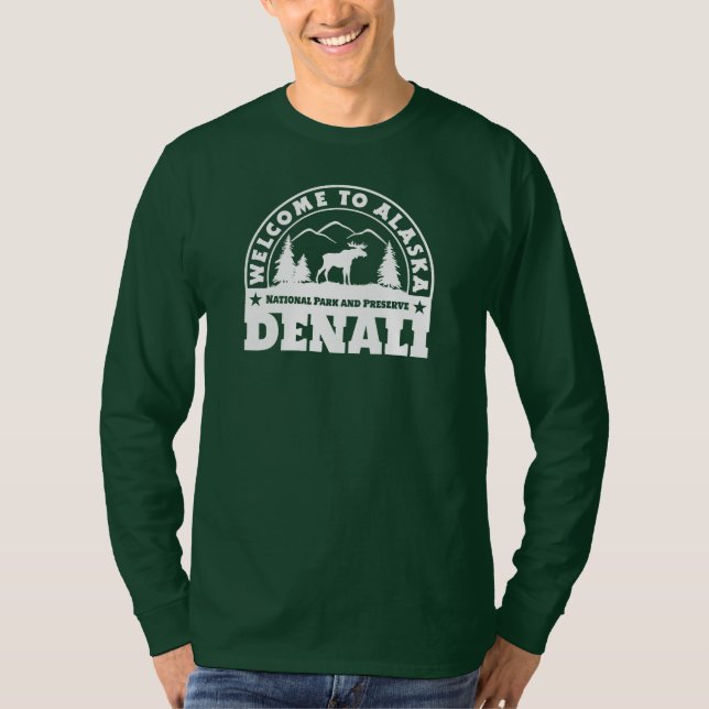 Välkommen till Alaska. Denali - vit Logotyp T Shirt (Framsida)