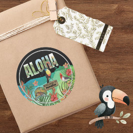 Välkommen till Aloha tropiska Paradis Runt Klistermärke