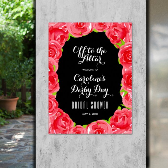 Välkommen till Altar Derby-Möhippan Poster (Off to the Altar Derby Bridal Shower Welcome Poster - INSTANT DOWNLOAD and/or PRINTED)
