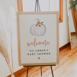 Välkommen till AMBER White Pumpkin Fall Baby Showe Poster