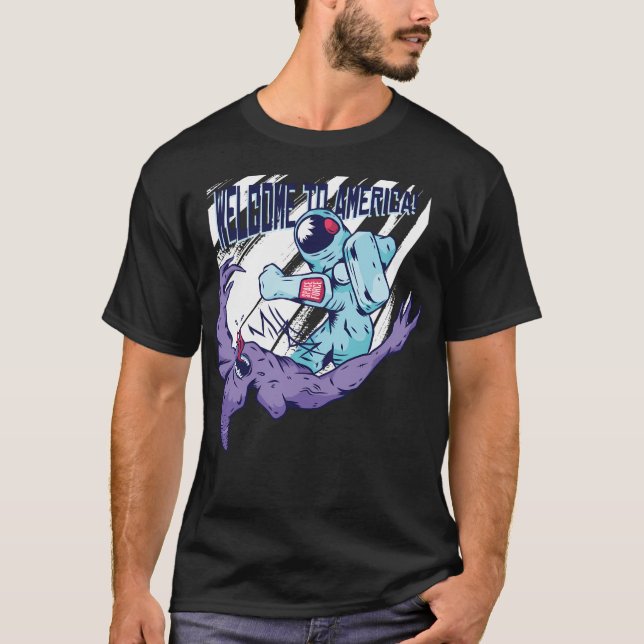 Välkommen till Amerika Astronaut T Shirt (Framsida)